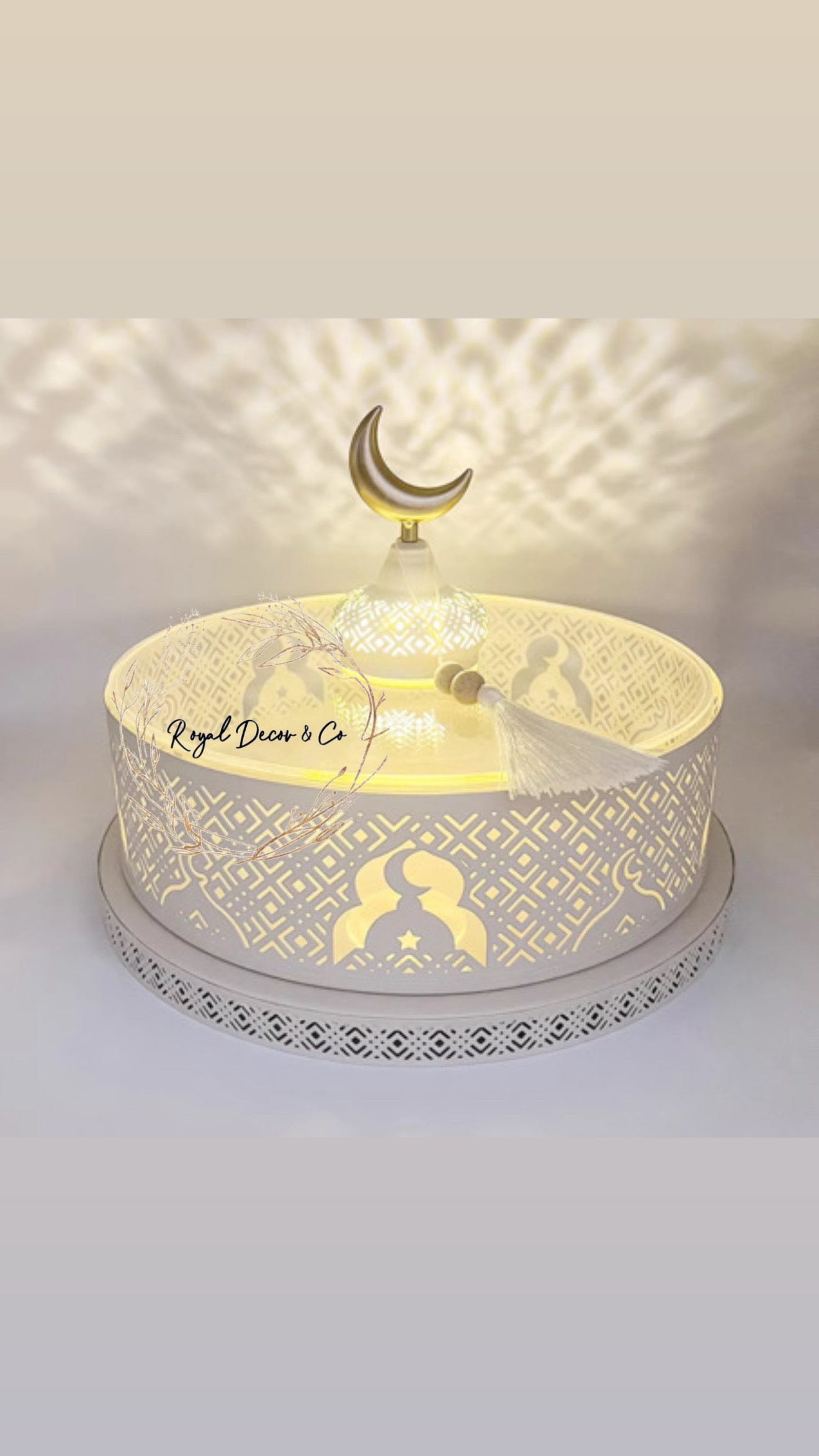 Amalika large serving mosque tray With LED