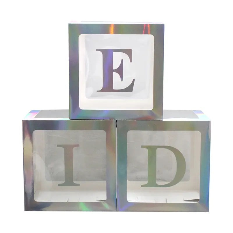 Silver Eid plain stackable boxes