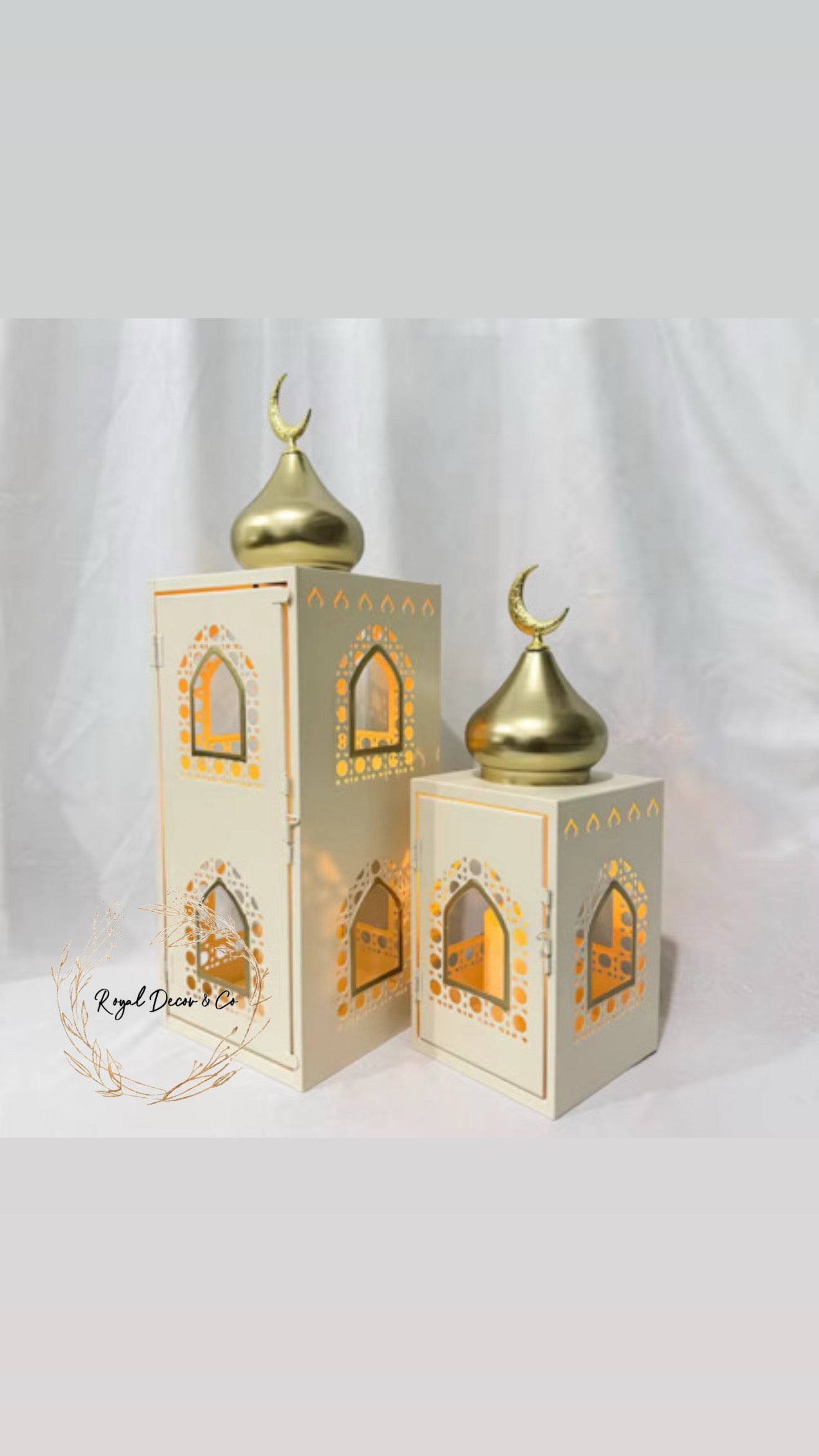 Spray ivory Gold Iron lantern set