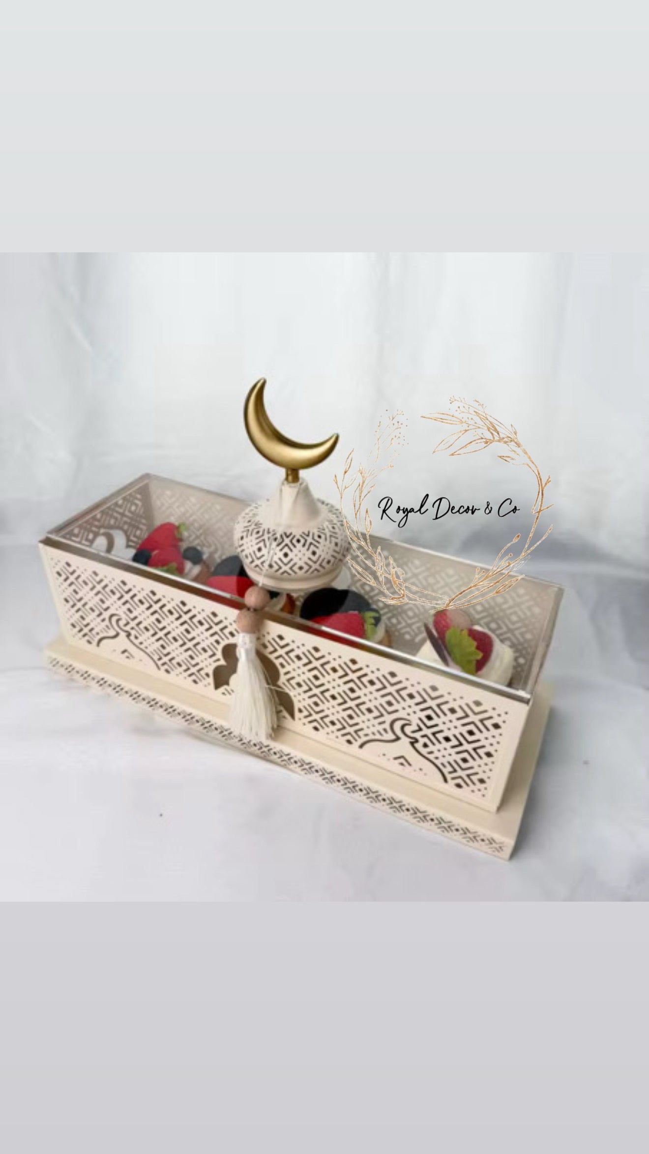 Amalika large rectangle mosque serving tray With LED