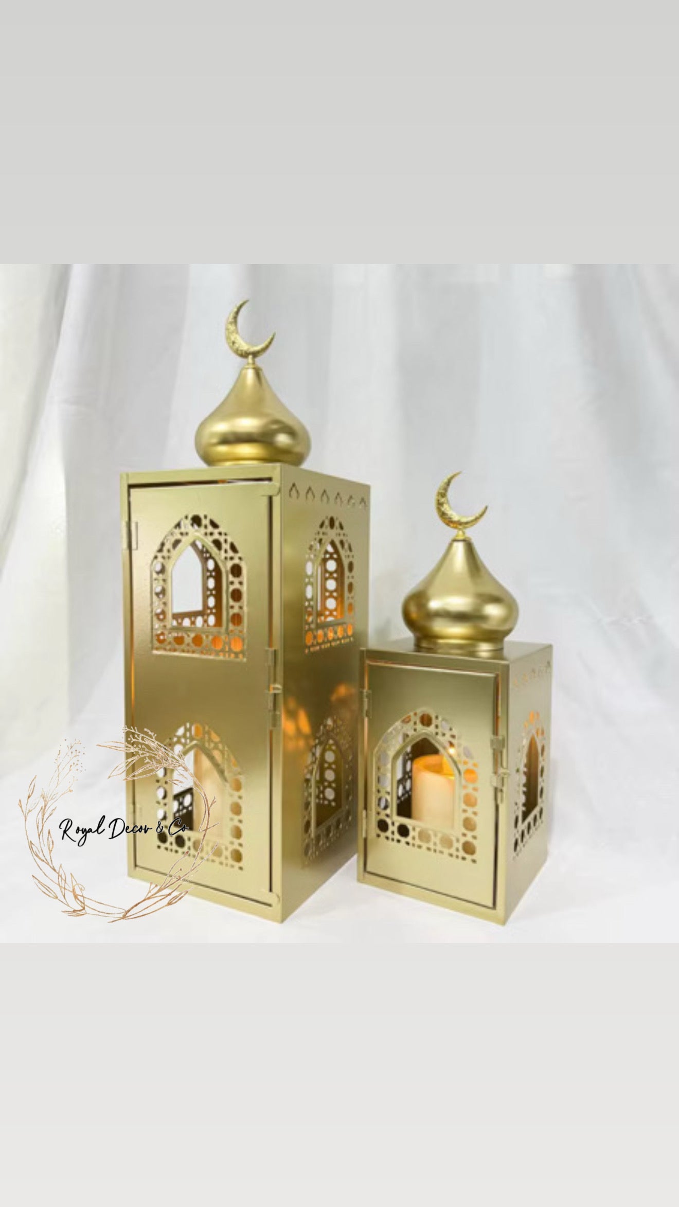 Spray Gold Iron Lantern set