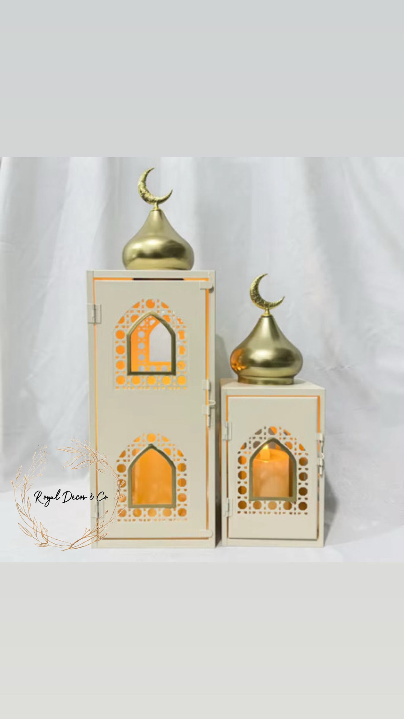 Spray ivory Gold Iron lantern set