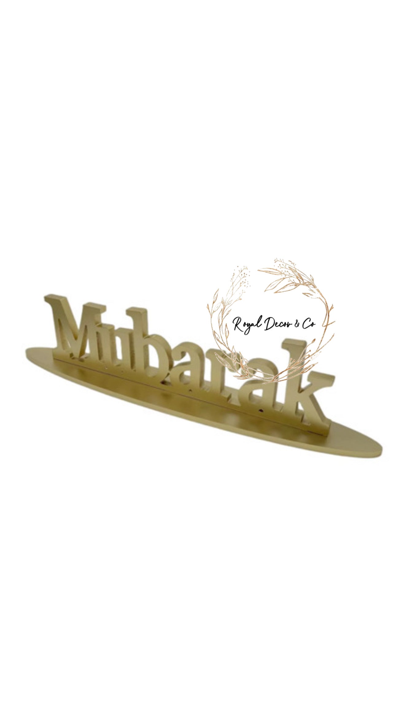 Gold Wooden Mubarak Sign