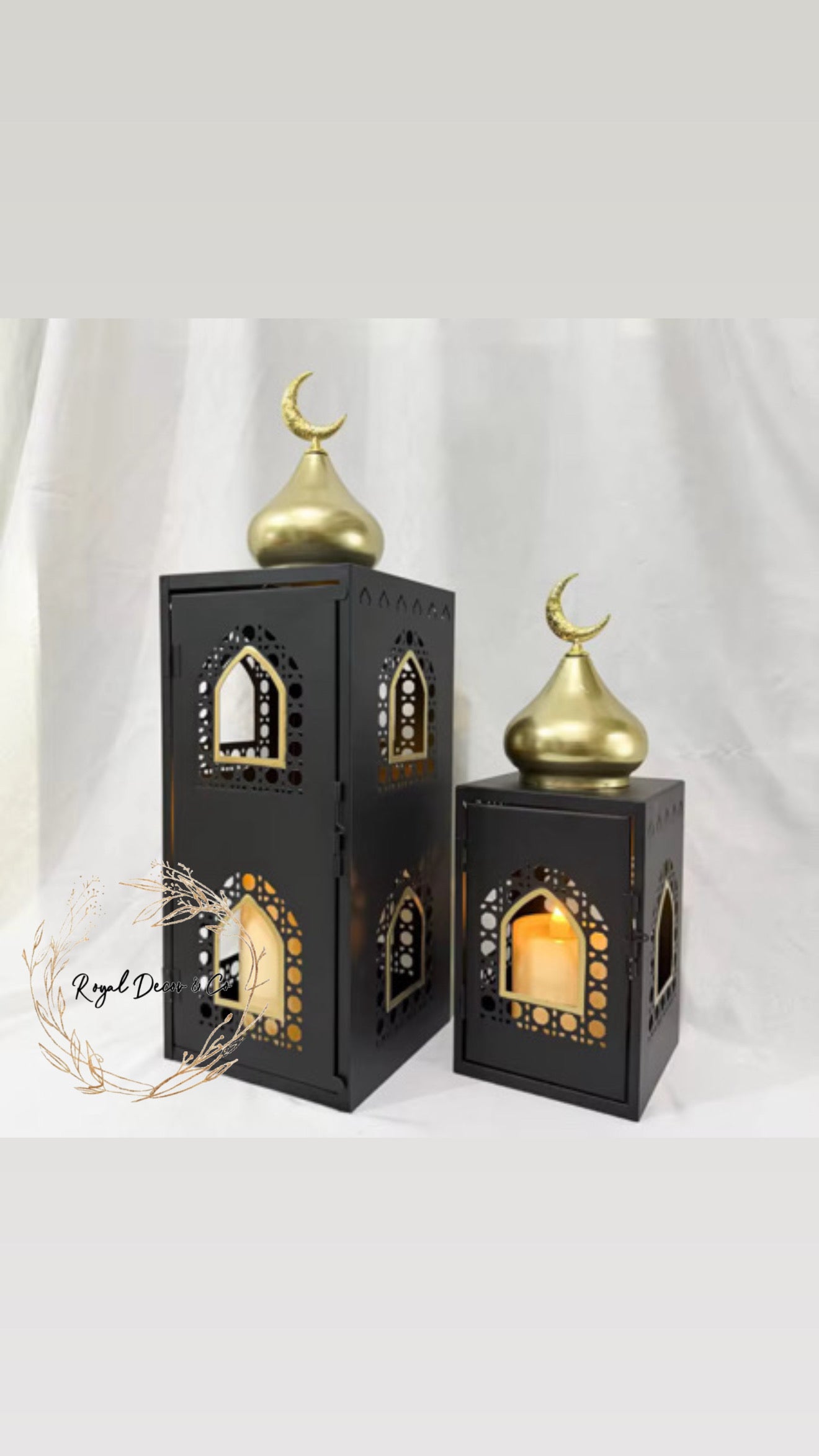 Spray Black Gold Iron lantern set
