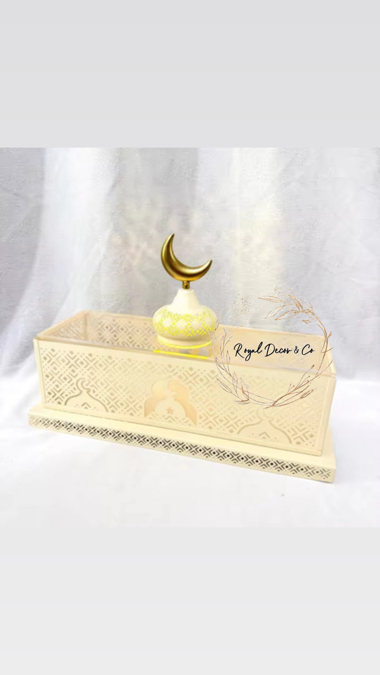 Amalika large rectangle mosque serving tray With LED