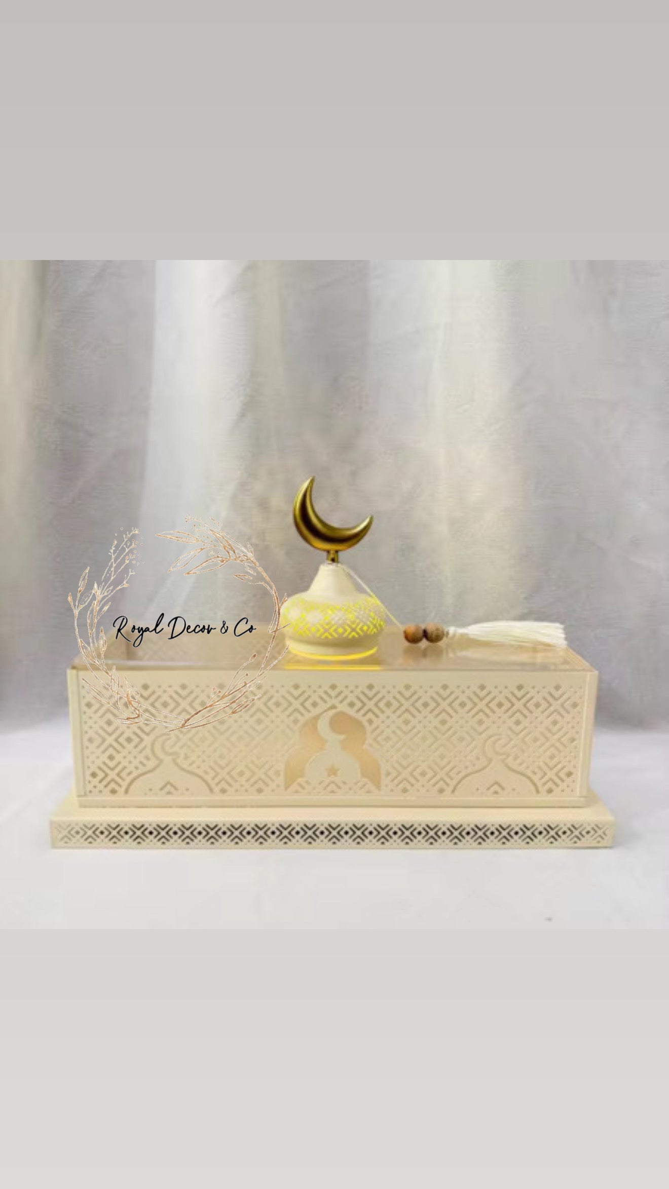 Amalika large rectangle mosque serving tray With LED