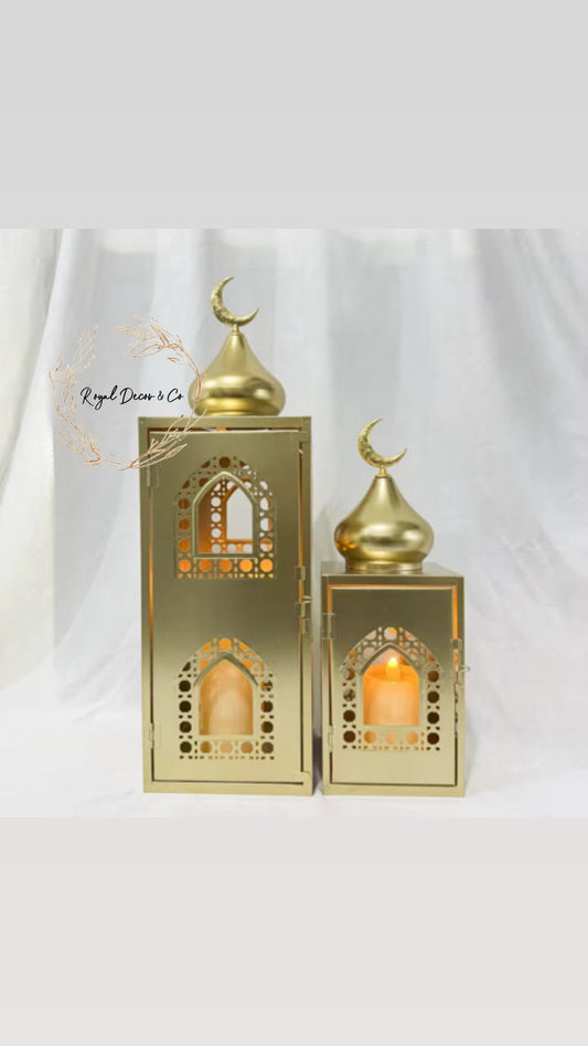 Spray Gold Iron Lantern